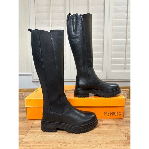 Miz Mooz Womens Loren Knee High Zip Up Black Boots Leather Sz 5.5/6 US 36 EU NIB - Picture 3 of 16